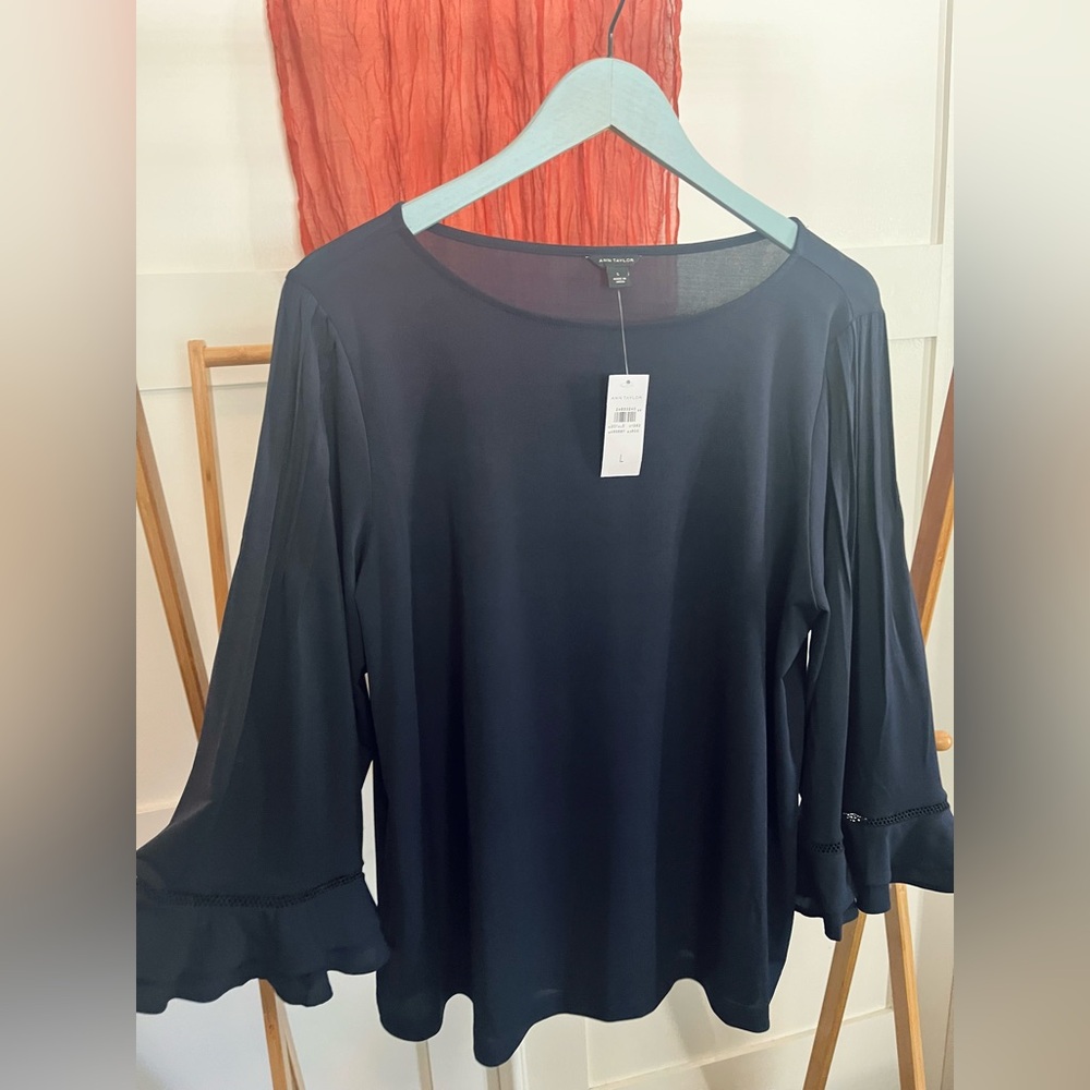 LOFT pleated bell sleeve top